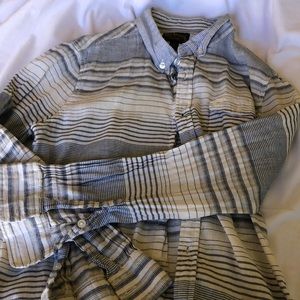 True Religion Striped Long Sleeve Button Down Shirt Blue White Woman’s Size M